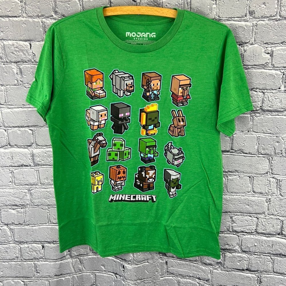 Mojang Studios MINECRAFT Boys Green SS Tee Shirt  Nwt XL